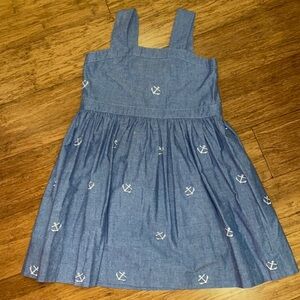 Kelly's Kids Girls Anchor Embroidered Chambray dress size 6-7 EUC